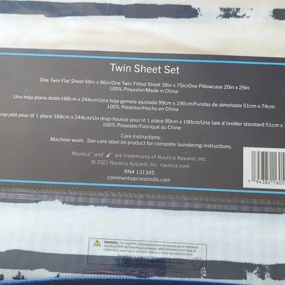 Nautica Kids Twin Sheet Set White and Blue Arrows 2021
